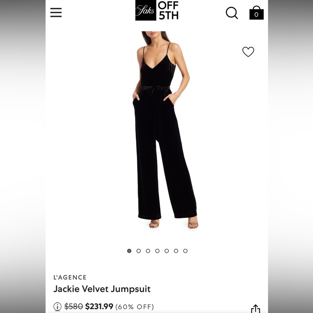L'AGENCE Jaelyn Velvet Camisole Jumpsuit in Black Sz 6 - Picture 10 of 10